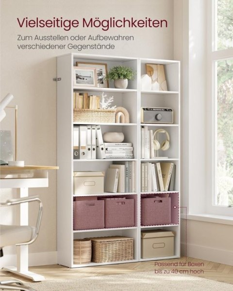 Wąski biały regał na książki 60x24x178,5 cm, 6 półek