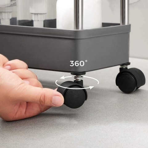 Wąski szary wózek na kółkach 4 półki 40x12,5x88 cm 20 kg