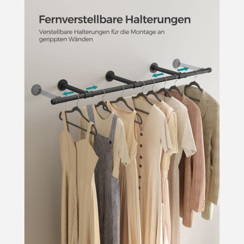 Wieszak ścienny z czarnej stali 170 cm, industrialny styl