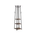 Wieszak stojący z półkami, stal i drewno, 43x43x180 cm, brąz