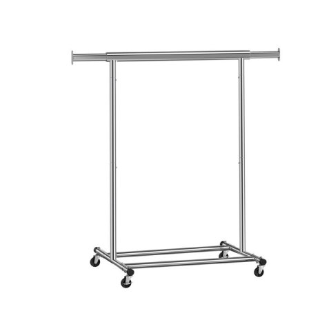 Wysuwany stojak na ubrania, stalowy, na kółkach, 90 kg