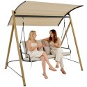 HUŚTAWKA OGRODOWO BALKONOWA 2 OSOBOWA 194x136x173CM PIASKOWA