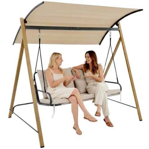 HUŚTAWKA OGRODOWO BALKONOWA 2 OSOBOWA 194x136x173CM PIASKOWA