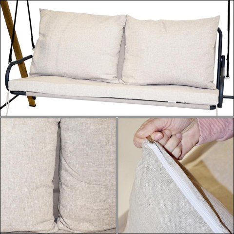 HUŚTAWKA OGRODOWO BALKONOWA 2 OSOBOWA 194x136x173CM PIASKOWA