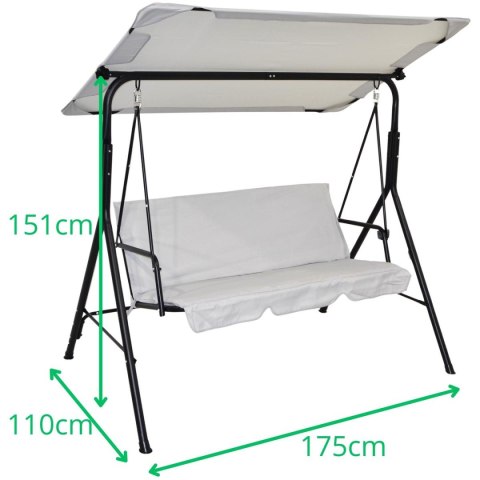 HUŚTAWKA OGRODOWO BALKONOWA 3 OSOBOWA SZARA