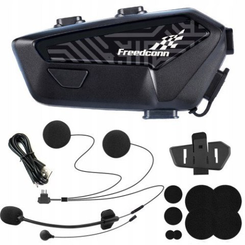 Interkom motocyklowy FreedConn F1 Plus V2 EU BT 5.4+EDR zasięg do 500m MÓWI PO POLSKU