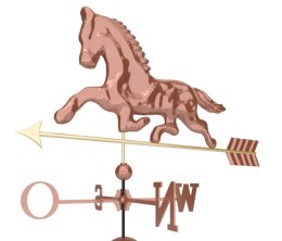 Dekoracja miedziana wiatrowskaz koń - 118 cm