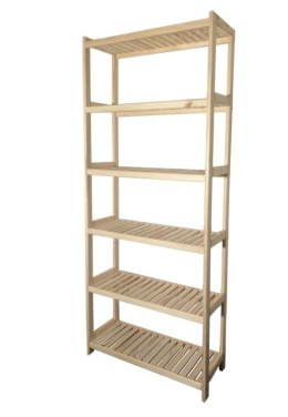 Regał drewniany 70x213x43 cm, 6 półek, sosna, bez lakieru