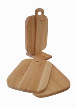 Zestaw desek do krojenia z bukowego drewna w stojaku 3 szt.