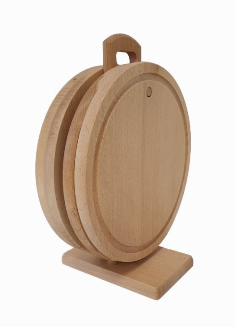 Zestaw okrągłych desek bukowych z podstawką 25 cm