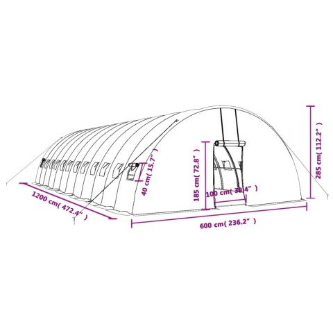 Szklarnia ze stalową ramą, biała, 72 m², 12x6x2,85 m