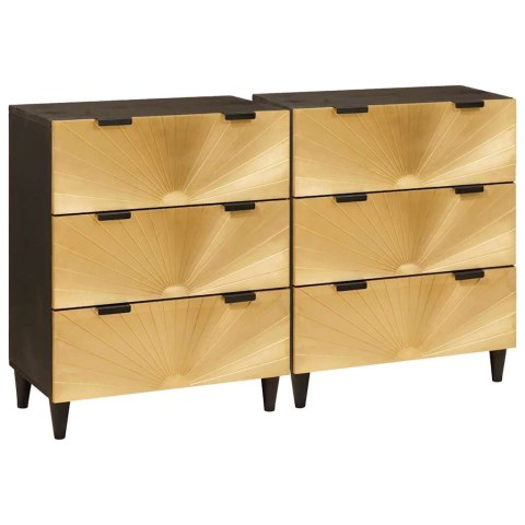 Bufet 2 pcs Czarny i złoto 60 x 33 x 75 cm Drewno z mango