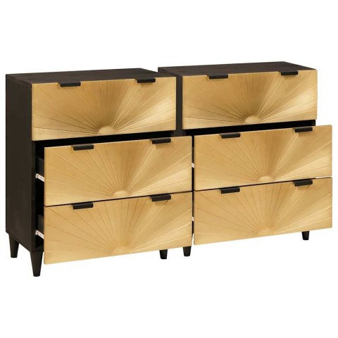 Bufet 2 pcs Czarny i złoto 60 x 33 x 75 cm Drewno z mango
