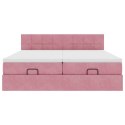 VidaXL Rama łóżka otomana z materacami, różowa, 200x200 cm, aksamit