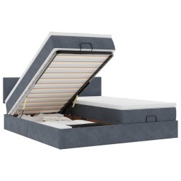 VidaXL Rama łóżka otomana z materacami, szara, 180x200 cm, aksamit