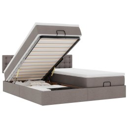 VidaXL Rama łóżka otomana z materacami, taupe, 180x200 cm, tkanina