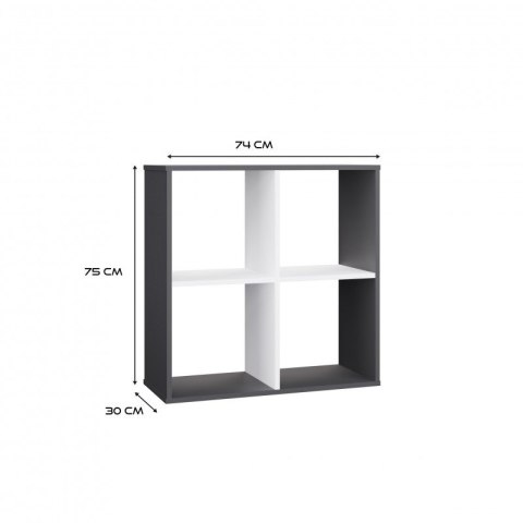 REGAŁ MALAX 2X2 ANTRACYT/BIEL