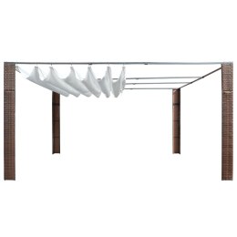VidaXL Altana z dachem, polirattan, 400x400x200cm, brązowo-kremowa
