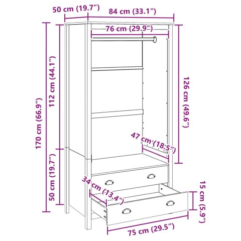 Garderoba Miodowy brąz 84 x 50 x 170 cm Lite drewno sosnowe
