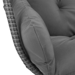 Fotel wiszący dwuosobowy szary, stal i polirattan, 220 kg