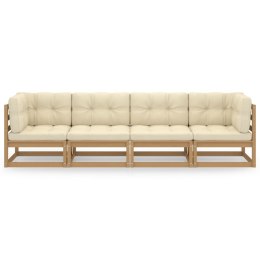 4-osobowa sofa ogrodowa z poduszkami, lite drewno sosnowe