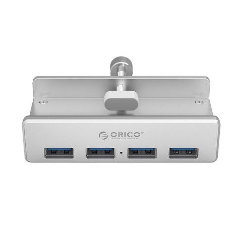 Hub rozdzielacz MH4PU na zacisk do biurka monitora 4x USB-A - srebrny