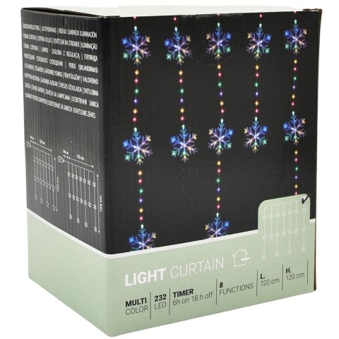LAMPKI CHOINKOWE KURTYNA ŚWIETLNA 120x120 CM 232LED MULTIKOLOR PŁATKI ŚNIEGU