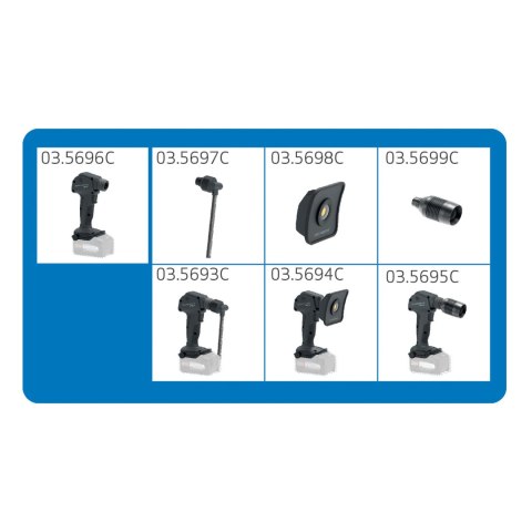Akumulatorowa lampa robocza z wieloma wymiennymi głowicami MULTILIGHT BODY 03.5696C