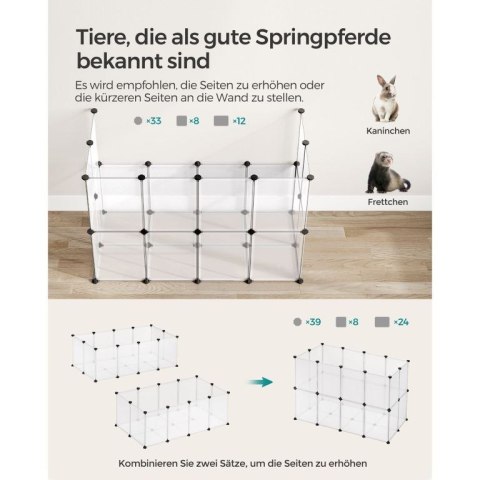 Modułowy kojec dla zwierząt 125x63x42 cm, biały, plastikowy