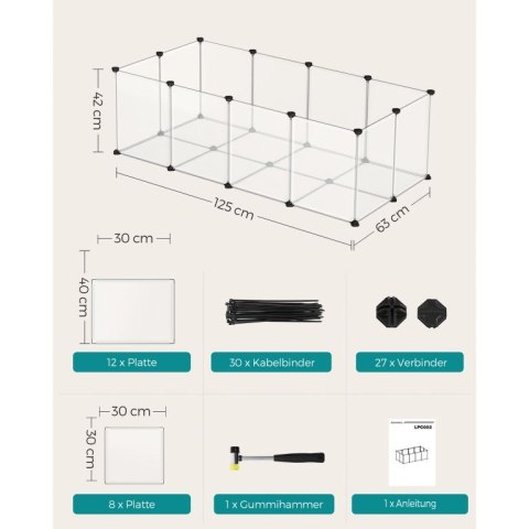 Modułowy kojec dla zwierząt 125x63x42 cm, biały, plastikowy