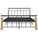 Rama łóżka, metal i lite drewno dębowe, 140x200 cm