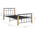 Rama łóżka, metal i lite drewno dębowe, 90x200 cm