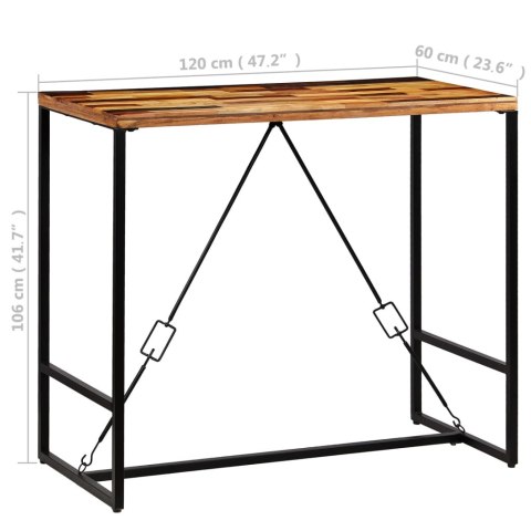 Stolik barowy z litego drewna odzyskanego, 120 x 60 x 106 cm