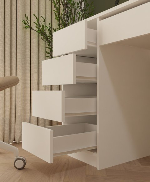 Biurko ARTO BIAŁE 120 CM 5 Szuflad Szafka Nowoczesne Do Pracy Domu Biura