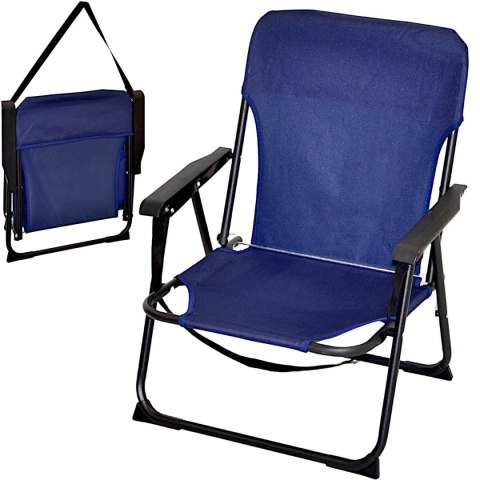 FOTEL TURYSTYCZNO PLAŻOWY Z PODŁOKIETNIKAMI 52X54X25/66CM SKŁADANY GRANATOWY REDCLIFFS