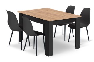 Zestaw Stół NP 120x80cm Craft + Czarny + 4 krzesła WAT czarne / nogi czarne