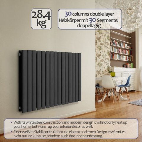 Aquamarin Grzejnik poziomy, 600 x 1022 mm