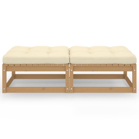 Stołki ogrodowe z poduszkami, 2 szt., lite drewno sosnowe