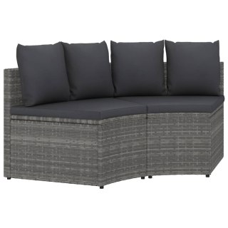 2-częściowa sofa ogrodowa z poduszkami, polirattan, szara