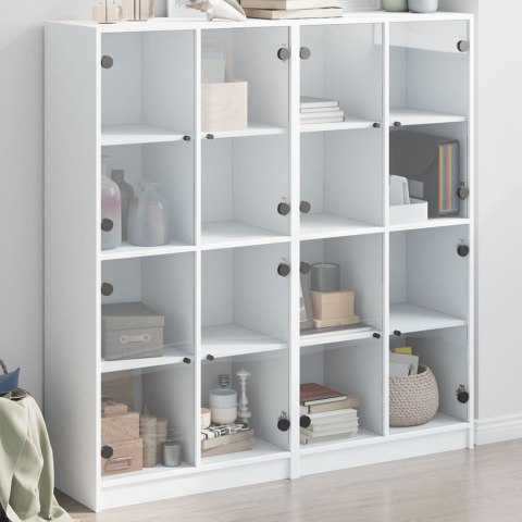 Biblioteczka z drzwiczkami, biała, 136x37x142 cm