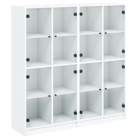 Biblioteczka z drzwiczkami, biała, 136x37x142 cm