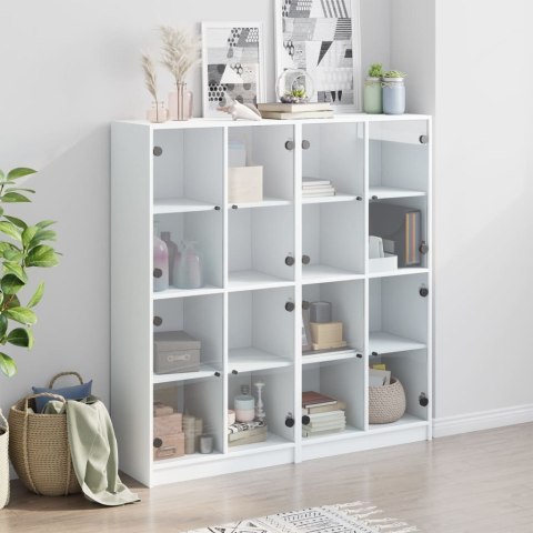 Biblioteczka z drzwiczkami, biała, 136x37x142 cm