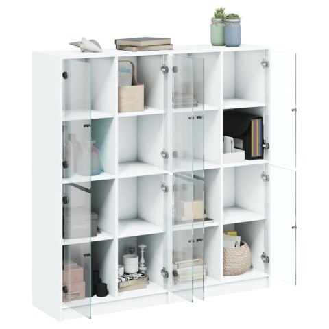 Biblioteczka z drzwiczkami, biała, 136x37x142 cm