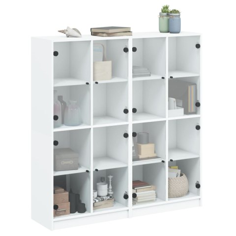 Biblioteczka z drzwiczkami, biała, 136x37x142 cm