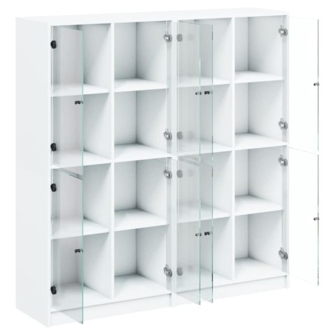 Biblioteczka z drzwiczkami, biała, 136x37x142 cm