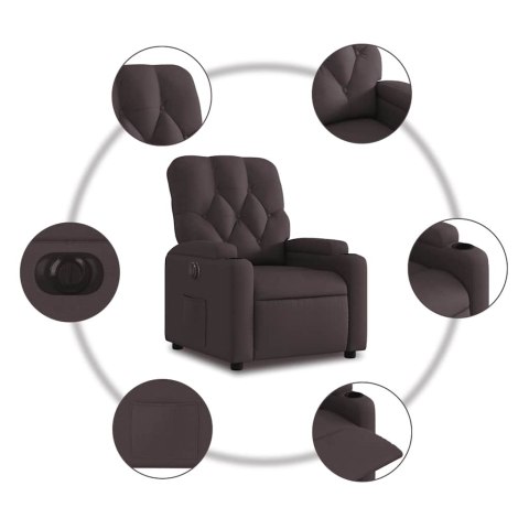 Elektryczny fotel rozkładany, ciemnobrązowy, obity tkaniną