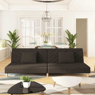 2-osobowa kanapa, 2 poduszki, brązowa, tapicerowana tkaniną