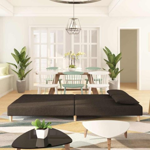 2-osobowa kanapa, 2 poduszki, brązowa, tapicerowana tkaniną