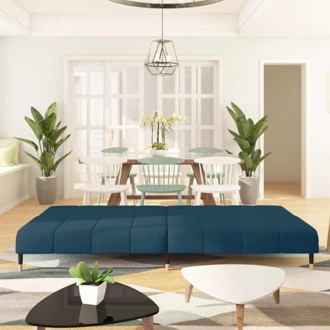 2-osobowa kanapa, niebieska, tapicerowana aksamitem