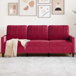 Sofa 3-osobowa, winna czerwień, 180 cm, obita aksamitem
